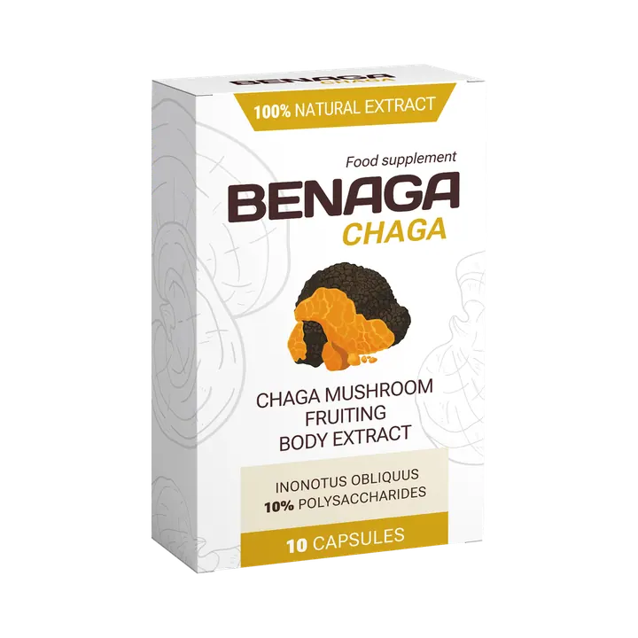 Embalagem de Benaga Chaga, 10 cápsulas